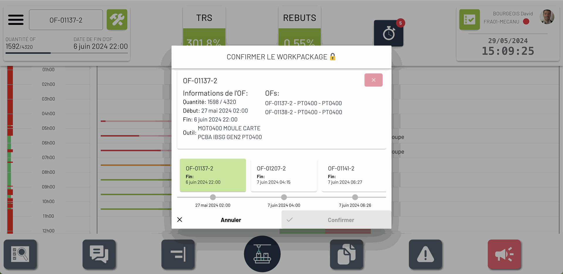 Screenshot application mappsy ordre de fabrication